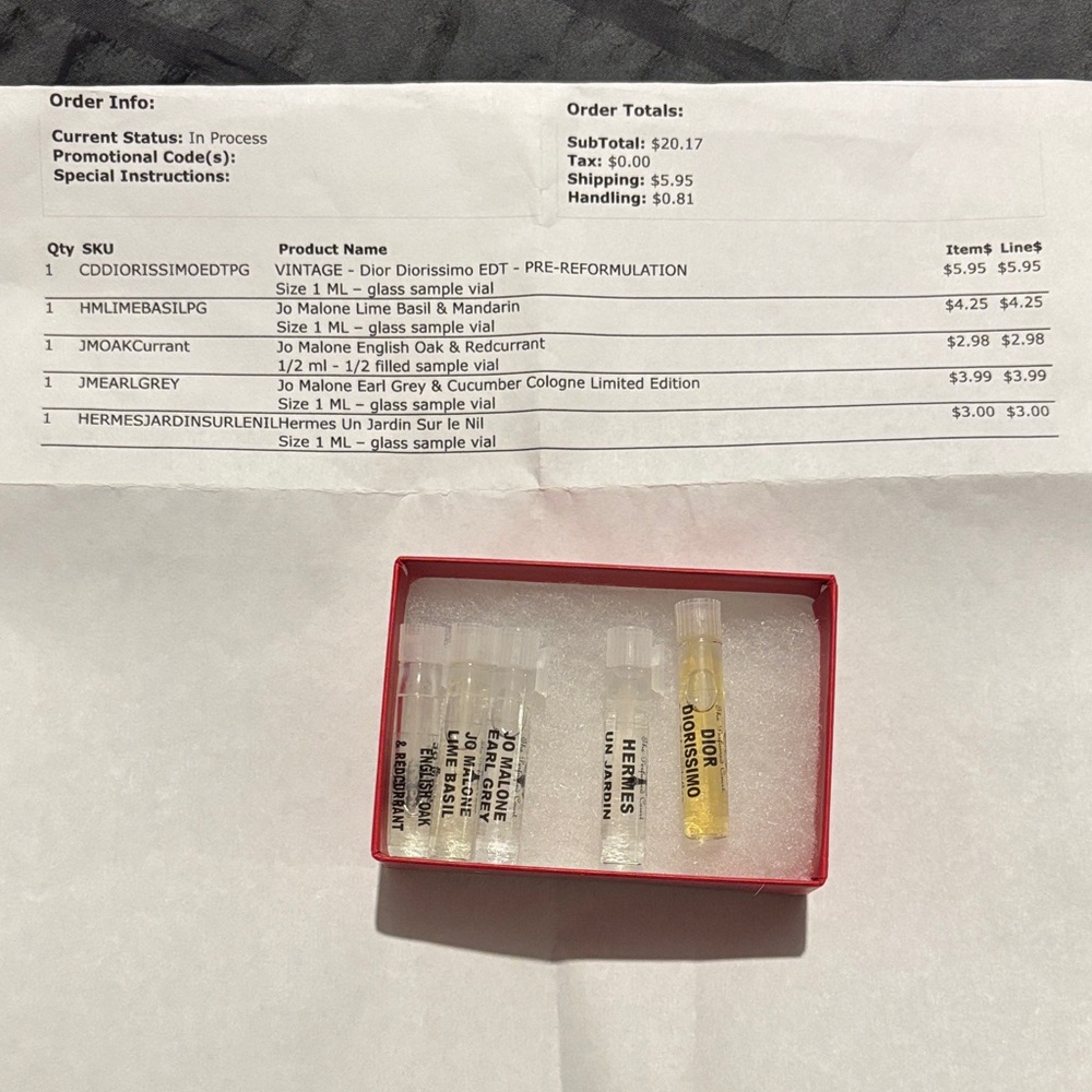 Authentic Designer Perfume Sample Bundle – Dior, Jo Malone & Hermes – 1ml Vials